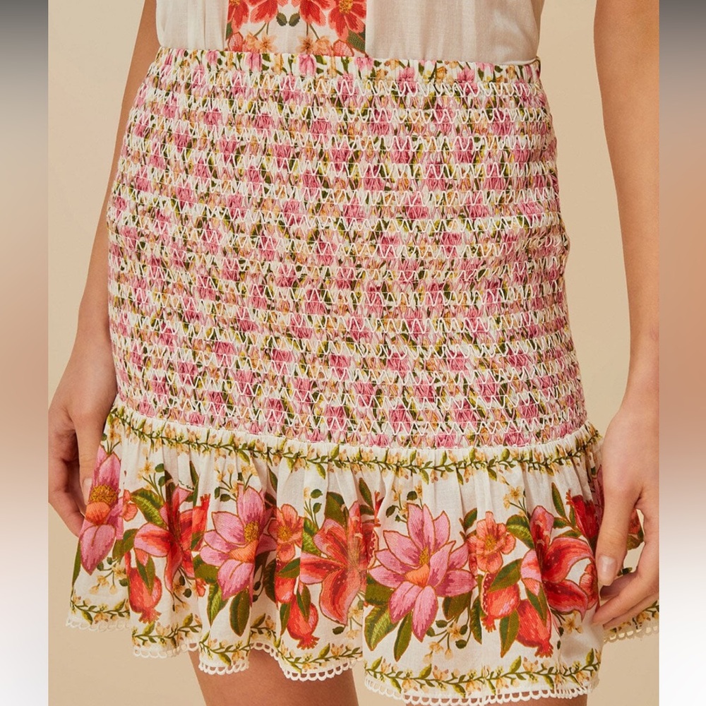 Farm Rio Off-White Summer Fruit Mini Skirt. L. NWT